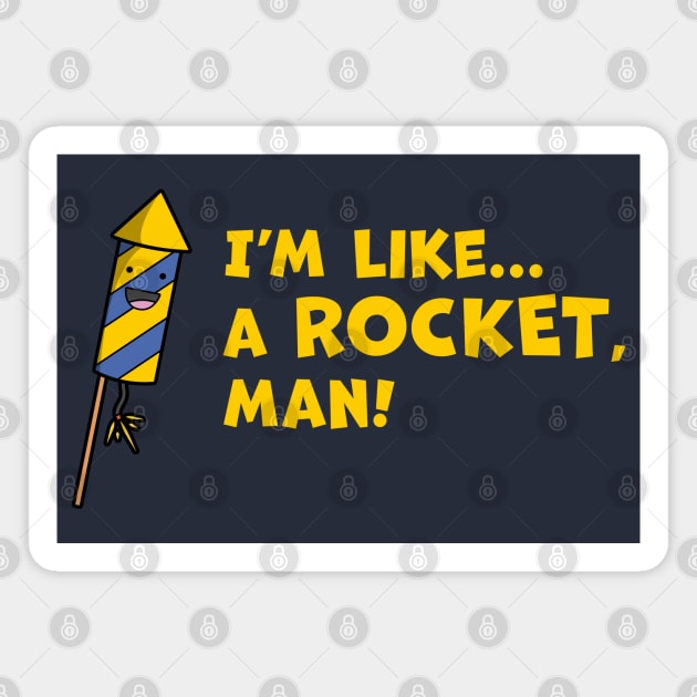 Cartoon Firework Rocket, Man Magnet by Phil Tessier